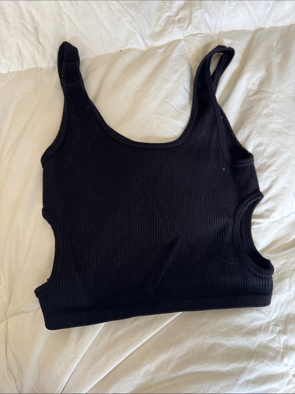 Zara Black Ribbed Cutout Tank